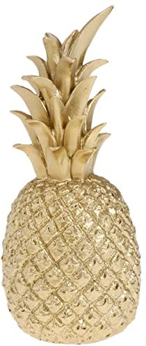 Gralara Exquisites Harz Ananas Deko-Objekt in Gold, 5,5x5,5x15 cm