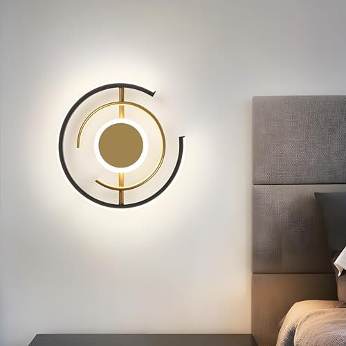 ZTWLEED Wandleuchte LED Innen Rund,20W 2200LM Wandlampe LED Runde Modern 3000K/4000K/6000K,Wandbeleuchtung Gold für Schlafzimmer Wohnzimmer Korridor Treppenhaus,110-240V