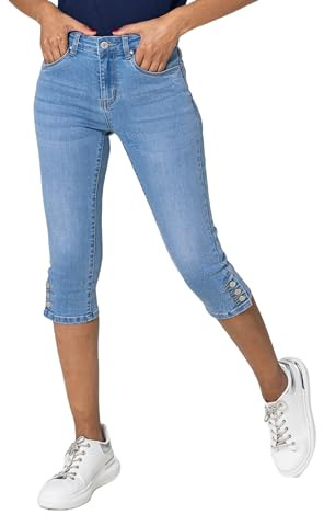Nina Carter P516 Damen Capri Slim Fit Jeanshosen HIGH Waist Sommer Jeans (Hellblau (P516-6), L)