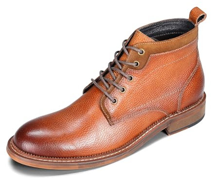 Allthemen Stivali da Motociclista da uomo Scarpe Oxford Retrò con Lacci Scarpe da Lavoro Eleganti da Uomo Marrone 45