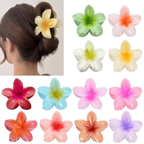 ZkateTrade 12 Stück Blumen Haarklammer Groß Rutschfeste Blumen Haarspangen Flower Hair Clip Blumenhaarklammer zum Fixieren von Haaren für Frauen Dick, Dünn Haar (8.5 cm)
