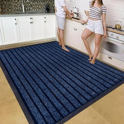 Cozy Haven Rubber Rug – Outdoor & Indoor Heavy Duty Washable Non-Slip Rug for Kitchen Garden, Inside & Outside Floor Mats, Waterproof and Dirt Trapper Entrance Rug (120x150 cm, Blue)
