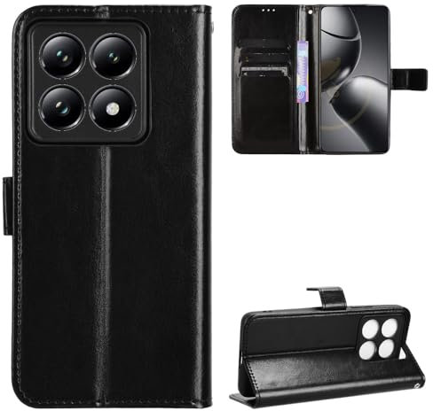 zZjoOoj Cover per Xiaomi 14T Pro (2024), Custodia Libro in PU Pelle Portafoglio, Case Antiurto Soft con Porta Carte e Chiusura Magnetica, Funzione Stand (Nero)