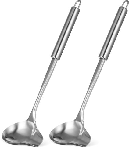 Luxshiny 2 Stück Saucenlöffel Mit Langem Griff Suppenkellen Saucen-Servierkelle Soßenkelle Löffel Steak-Sauce-Löffel Servierutensilien Aus Edelstahl