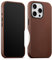 maogoam for iPhone 16 Pro Max Case Leather 6.9 inch, Compatible With MagSafe, Genuine Vintage Crazy Horse Leather, Metal Buttons & Camera Bump Frame, Indiana-Jones Style, Dark Brown
