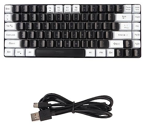 Mtlavishness Clavier de Jeu Type 84 Touches rvb rétro-éclairé Ergonomique incurvé Clavier Filaire Silencieux pour l'édition de Bureau Familial Blanc (Noir)