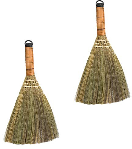 minkissy 2pcs Household Dust Broom Fan Loose Grass Broom Small Swish Broom Corn Broom Computer Keyboard Broom Leaf Children s Small Broom Housewarming African Broom Dried Cooking Pots Straw
