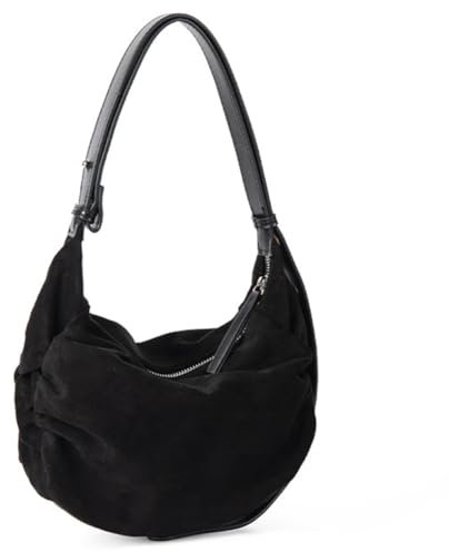 WMFASBAG Umhängetasche for Damen und Herren, verstellbarer Riemen, halbmondförmige Tasche aus Wildleder mit mehreren Taschen, Handtasche, Hobo-Tasche for Reisen