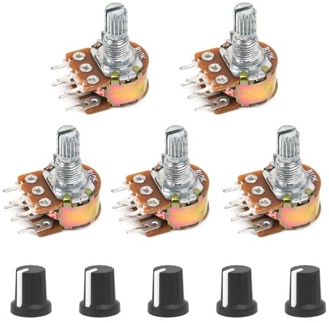 SCOOYUCK 5 Stücke B10K Potentiometer 6 polig Linear Taper einstellbar Drehpotentiometer mit Knopf