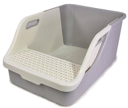 Petix Cat Litter Tray with Strainer, XXL Large Strainer Toilet with Sand Filter Scoop, Splash Guard, 72 x 41 x 29 cm Cat Litter Tray, Easy to Clean, Grey (Grey)