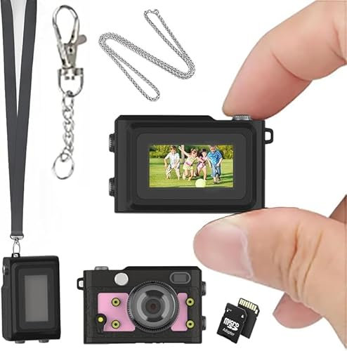 Mini caméra porte-clés CAM écran 3,7 cm Mini appareil photo rétro petit appareil photo numérique HD 1080p Enregistreur vidéo portable Commutateur de mode photo/vidéo 64 G TFType-C Batterie 2H 62 g