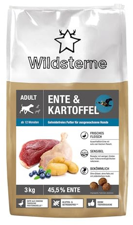 Ente & Kartoffel Adult 3 kg |Getreidefreies Trockenfutter | Monoprotein Ente| von Tierärzten entwickelt | Hundefutter mit frischem Fleisch | Premiumfutter für Hund