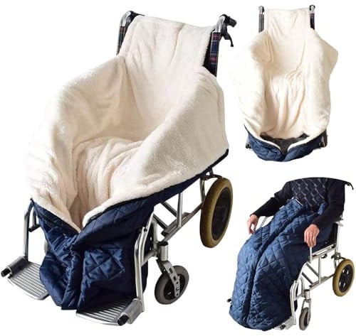 SKJJM Rollstuhldecke mit Sherpa Fleece Futter, Rollstuhl-Beinabdeckung, Wasser- und winddichter Rollstuhlsack, mit Fleece gefüttert, Rollstuhlwärmer-Bezug mit Reißverschluss für Rollstuhlfahrer
