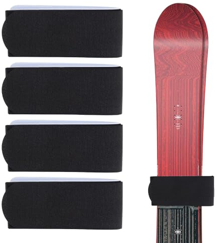 Aoreun 4 bandas de fijación para esquís, correas de esquí ajustables, correas de para esquís, correas de nailon con cierre de , correas de fijación para esquís