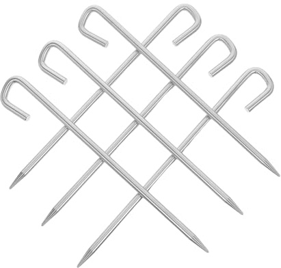 BCOATH 6pcs Heavy Duty Stainless Steel Tent Stakes Long Camping Pegs for Grass Sand Hard Soil Reinforced Ground Nails for Tarp Canopy Shelters Outdoor Hiking Picnic
