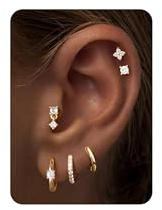 TINGN 6 Paar Kleine Ohrstecker Creolen für Damen Hypoallergen Karat Vergoldet Huggie Ohrring Sets für Mehrere Piercings Zierliche Ohrring Stapel Süßer Knorpelschmuck Trendige Geschenke
