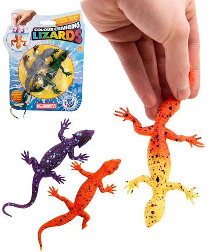 Electoys Colour Changing Lizard Toys for Kids – Sensory Novelty Toy Animals – Interactive Hand-Sized Reptile Figures with Bright Colours – Water Play Educational Toys – Flexible Material