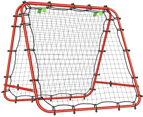 HOMCOM Red de Rebote Plegable Doble Cara 100x95x90 cm | Reboteador de Fútbol, Ángulo Ajustable 5 Niveles, Tubo de Acero, Fácil de Instalar, Entrenamiento de Fútbol, Tenis, Béisbol