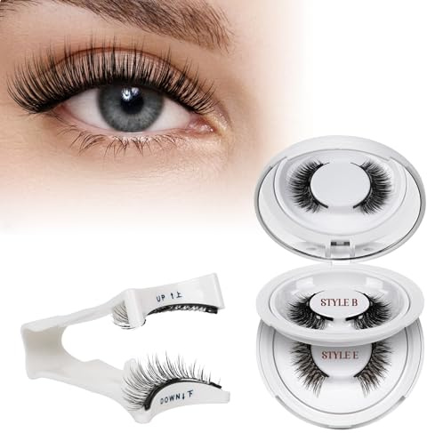 Wiederverwendbares Magnetische-Wimpern natürlicher Look mit Applikator, 2 Paar Magnet-Wimpern Set kein Kleber nötig Wimpern-magnetisch QUEWEL einfach zu tragen und zu entfernen mit Anleitung (06 B+E)