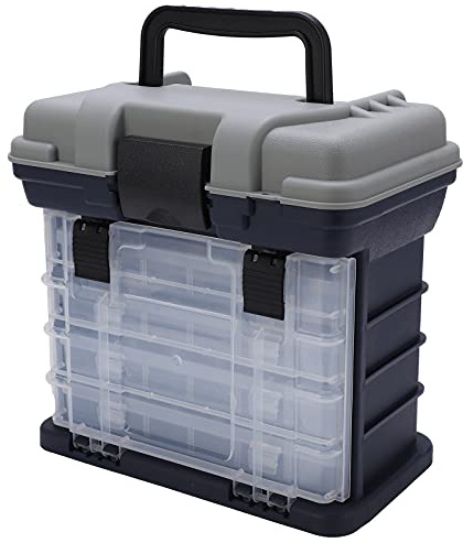 Cassetta portatile per attrezzi da pesca a 4 strati, cassetta per attrezzi da pesca multifunzione con manico in plastica, custodia da pesca a 4 strati con griglie regolabili per at