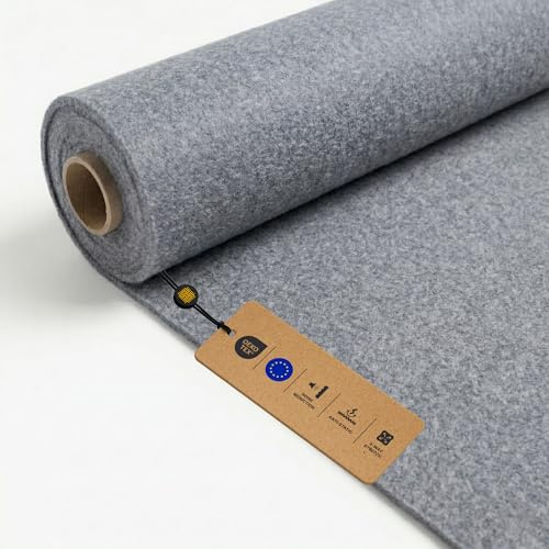 LOMIQ Filz ULTRAFLEX 100x200 cm, Grau, Filzstoff Meterware, 300 g/m², Schallisolierend Bezugsstoff Flexibel, Bastelfilz Superflex, Antistatisch Filzmatte für Möbel, Heimwerkerprojekte, Kofferaum