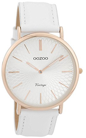 Oozoo Vintage Damenuhr mit Lederband 40 MM Mandala Rose/Silberfarben/Weiß C9331