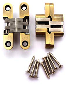 Xuee Charnières de porte cachées Charnières invisibles Charnières cachées Charnières à 180 degrés en alliage de zinc (1 paire avec vis) (Bronze)