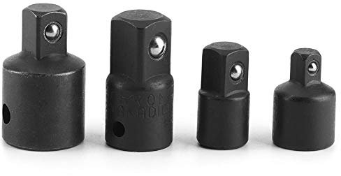 KIMISS 4Pcs Clé à douille universelle, 1 / 4in 3 / 8in 1 / 2in Adaptateur de manchon de clé électrique Convertisseur Joint de prise d'entraînement en acier au chrome-vanadium(Noir)