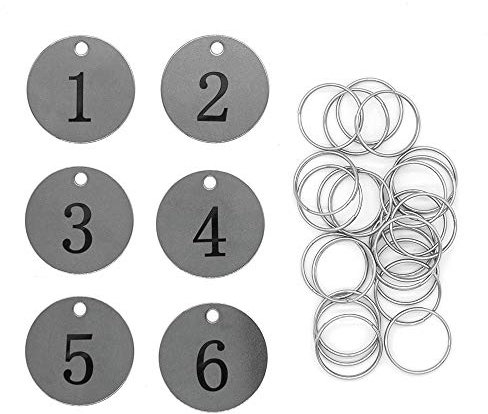 Schlüsselanhänger aus Metall, nummeriert, mit Schlüsselringen (1-100)