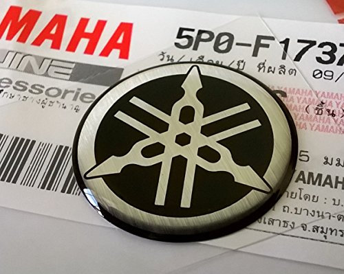 Yam aha. Adesivo originale per diapason, diametro 25 mm, con logo argento/nero, bombato, in resina gel, autoadesivo, per moto, moto d'acqua, ATV, motoslitta