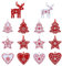 Naler 42-teilig Weihnachtsbaumschmuck Filzanhänger Deko-Anhänger Filz Christbaumschmuck in Rot & Weiß für Weihnachten Advent Geschenkanhänger Dekoration