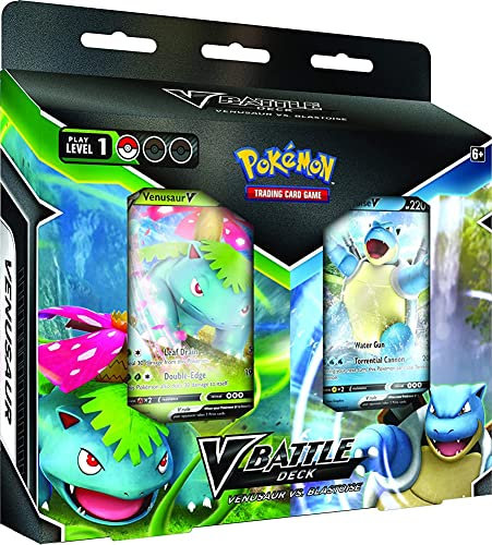 Pokémon V-Kampfdeck Bundle Bisaflor vs. Turtok, Kartenspiel, ab 6 Jahren, für 2 Spieler, über10 Minuten Spieldauer