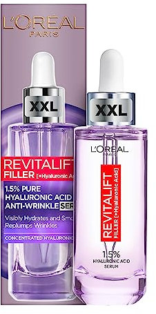 L’Oréal Paris - Sérum Anti-Rides & Anti-Âge - 1.5% Acide Hyaluronique Pur - Soin Visage Hydratant, Repulpant & Lissant - Pour Tous Types de Peaux - Revitalift Filler - 50 ml