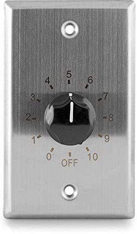 Power Dynamics PDVC100 100V Line Volume Control Attenuator Kit – 100W Stainless Steel Wall-Mounted Audio Volume Controller Box for Background Music Audio Systems and Commercial Installations