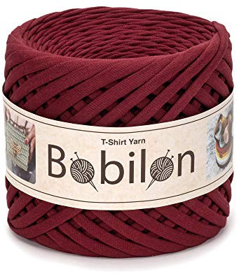 T-Shirt-Garn zum Häkeln, Stricken, Makramee-Projekte, Garn Stoff Stoffgarn für Hand DIY Tasche Korb Kissen Häkelprojekte 5-7 mm Burgund