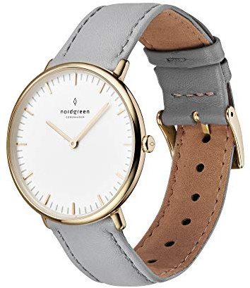 Nordgreen skandinavische Designuhr - analoges Quarzwerk, weißes Zifferblatt, austauschbare Leder/Mesh-Armbänder, stilvolle Armbanduhr, Unisex, wasserbeständig, modern, Modell Native
