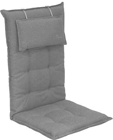 elGiga Sun Garden Hochlehner-Auflage 1-Stück Inco Hellgrau 120 x 50 x 7 cm für Gartenstuhl, mit Kopfpolster, hochwertig, waschbar und pflegeleicht