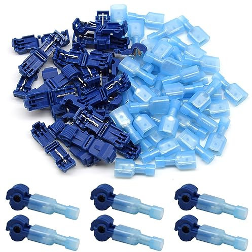 CEEYSEE 60 x T-Abzweigverbinder Kit, 30 x T-Abzweigverbinder + 30 x Flachstecker für Schnelle Verbindungskabel 1,5-2,5 mm²(16-14 AWG)(Blau/DNXL)