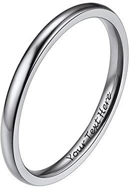PROSTEEL personalisiert Trauring Verlobungsring für Damen hochglanzpoliert Edelstahl 2mm breit Bandring Größe 47 Minimalist Modeschmuck Accessoire für Partnerschaft Freundschaft