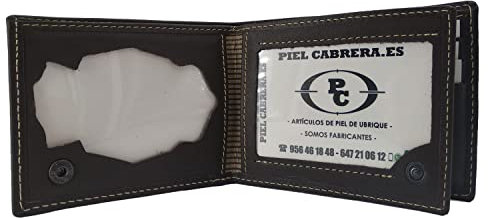 Piel Cabrera Cartera Porta Placa para Policia Nacional España (CNP) Mod. HONORES (Marrón)