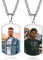 Custom4U Individuelle Foto Armee Kette Edelstahl Doppelseitiger Foto Anhänger mit Bildgravur auf 2 Seiten Dog Tag Kette Hundemarke Kette für 2 Fotos in Silber mit 55cm+5cm Kette für Herren Männer