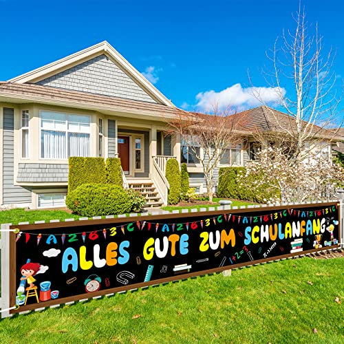 Alles Gute Zum Schulanfang Banner,BTZO Willkommen Schulanfang Banner Deko Endlich Schulkind Girlande Photo Booth für Einschulung Dekoration Drinnen Draußen,300×50cm