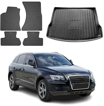 Fußmatten & Kofferraumwanne Set kompatibel mit Audi Q5 8RB 2008-2017 Gummi TPE Schwarz 5X