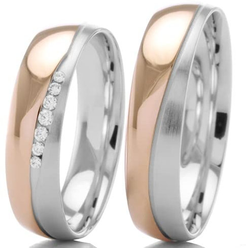 Eheringe 333/- Weißgold Rotgold 66-46010-020