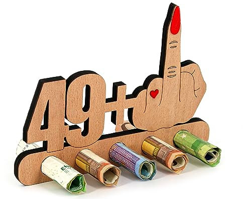Giftota - Originelle Lustig 50. Geburtstag Geldgeschenk Holz - 49 + 1 - Geschenk zum 50.Geburtstag - Geburtstag Jubiläum - Geschenke aus Holz Frauen & Männer - 50 Geburtstag Deko