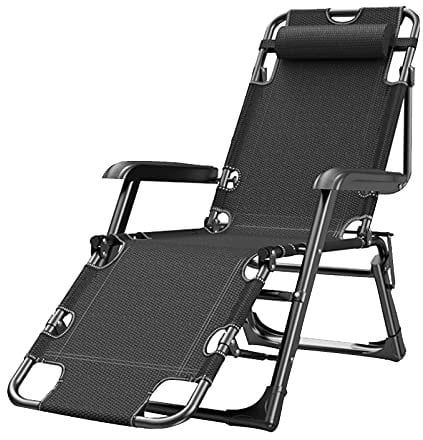 BUJOG Liegestuhl, tragbar, leicht, zusammenklappbar, verstellbar, breitere Armlehne, für den Garten, Outdoor, Campingbett