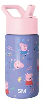 Botella de agua Simple Modern Summit para niños con tapa de pajita | Vaso de acero inoxidable para niños, vaso térmico aislado |Peppa Pig Bubbles