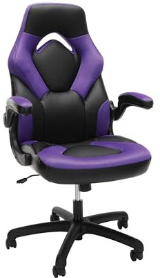 RESPAWN 3085 Ergonomic Gaming Chair for Adults, High Back Office Chair with Headrest and Flip Up Arms, Leather Racing Style Gaming Seat with Lumbar Support, Video Game Computer Desk Seat - Purple