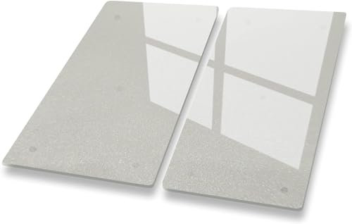 Herdabdeckplatten Ceranfeld Induktionskochfeld 30x52 cm 2teilig | Glasschneidebrett Transparentes Milchglas | Schneidebrett Servierplatte Gehärtetes Glas | Herdabdeckung Hitzeschutzplatte
