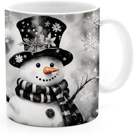 MoonWorks® Tasse Weihnachten Wintertasse Weihnachtstasse XMAS Schneemann Wichtel Aquarell weiss standard